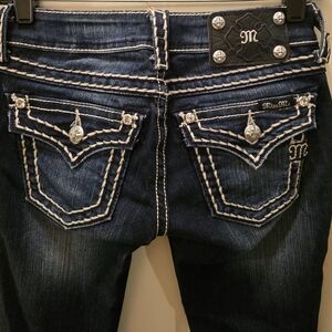 NEW Miss Me Signature Women's Boot Cut Jeans - Dark Blue 24x34